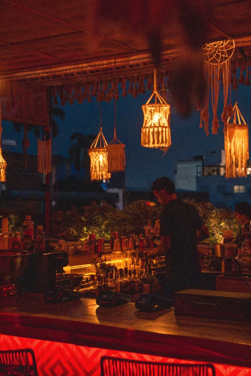 The bartender at the bar