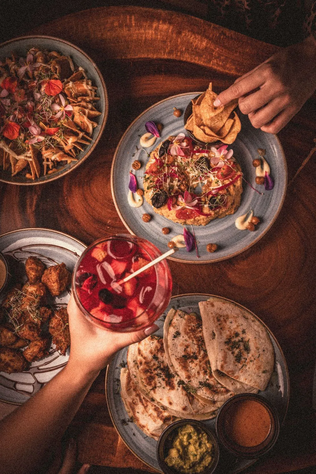 Small plates in the middle of the table