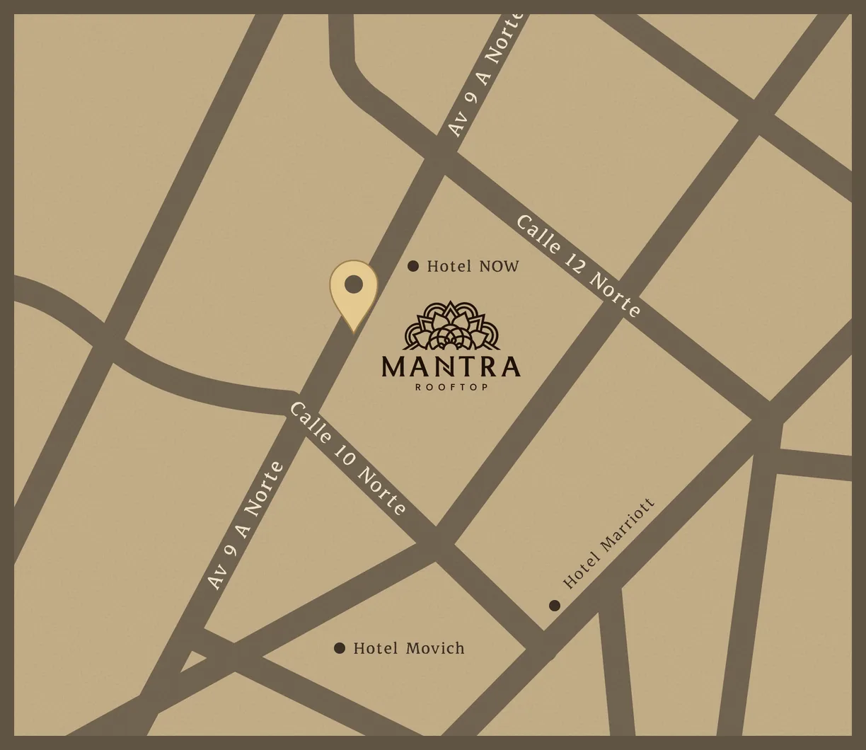 Mapa: Mantra en la Av. 9A Norte, entre las calles 10 y 12 Norte, barrio Granada, Cali